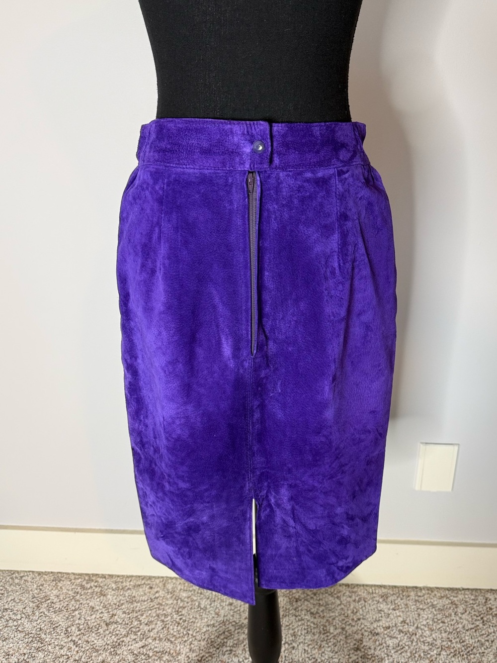 THE LEATHER RANCH Vintage Purple Suede Pencil Skirt Zipper Snap Lined Medium - Picture 5 of 10